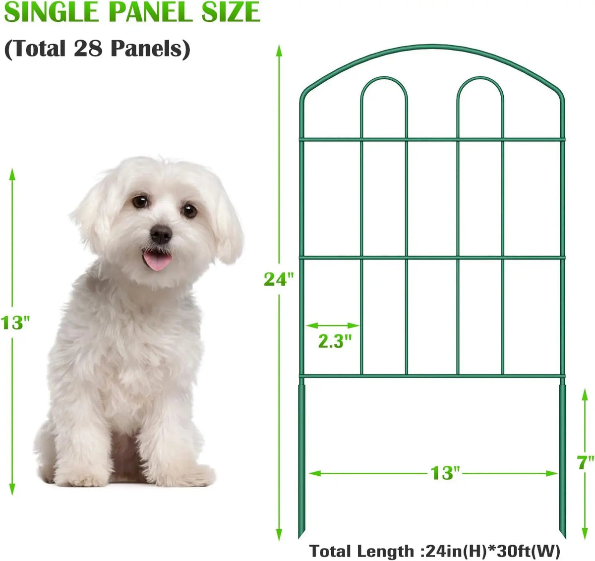 Yickyue  28 piece decorative green garden fence outdoor coating metal rust proof landscape forged iron wire frame folding courtyard fence