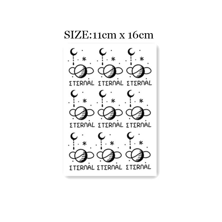 Waterproof Temporary Tattoo Sticker Harajuku Black Moon Star Design Body Art Fake Tattoo Flash Tattoo Arm Female Male