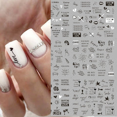 2021 New Geometric Letter nail sticker Water Slider Russian winter decal Christmas new year gift nail slider temporary tattos