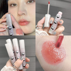Yickyue Panda Mirror Glass Lipstick Matte Velvet Lip Gloss Waterproof Lip Mud Long Lasting Women Jelly Rose Lip Glaze Makeup