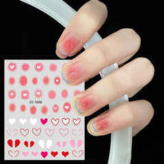 Blush Design 3D Nail Sticker Pink Blue Heart Love Stickers Peach Pattern Trasnfer Decals Sliders Nail Art Decoration Wrap Tools