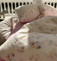 YICKYUE  -  Romantic sweet pink floral bedding set girl,twin full queen king flower cotton home textile bed sheet pillow case quilt cover