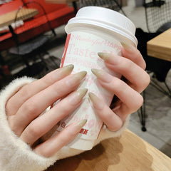 YICKYUE  24PCS/box artificial nails with glue Gradients wear long paragraph fashion Manicure False nails press on fake nail tips for girl