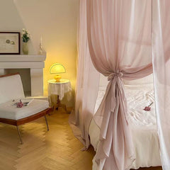 YICKYUE  -  Light Luxury French Linen Style U-shaped Mosquito Net Lightweight  Breathable Palace Style Yarn Net Bed curtain Without Bracket