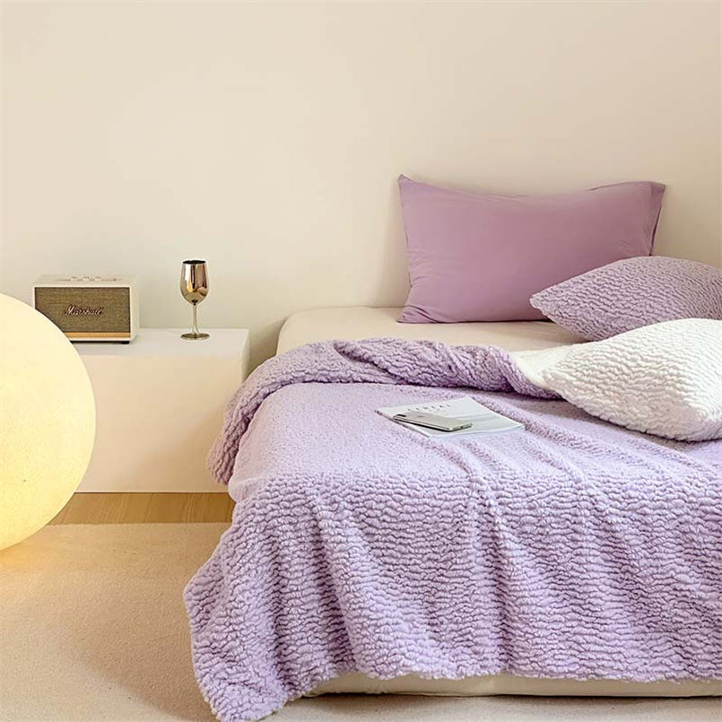 YICKYUE  -  Korean Soft Waxy Puff Velvet Warm Casual Blanket Simple Solid Color Sofa Blanket Skin Friendly Soft Casual Office Shawl Blanket