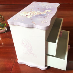 YICKYUE  -  Cartoon Cute Xyloid Double-deck Drawer Jewelry Storage Box Children's Hair Card Storage Multifunction Desktop Organizer Box