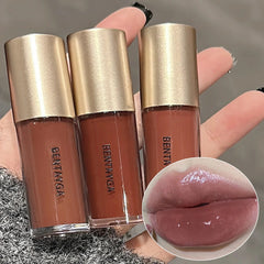 Yickyue 6 Colors Mirror Dyeing Lip Gloss Moisturizer Liquid Lipstick Waterproof Long Lasting Brown Red Lip Tint Korean Makeup Cosmetic