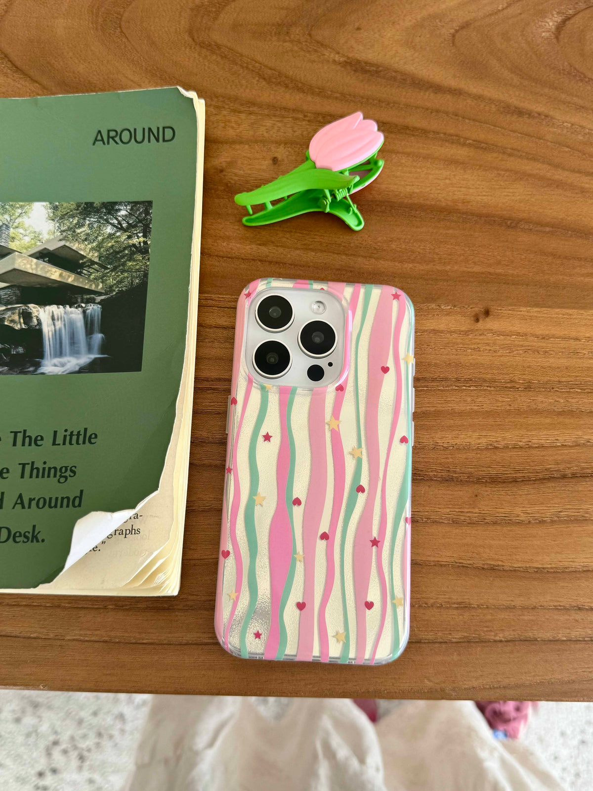 YICKYUE  -  Dopamine Colorful Stripe Sand Shiny Coque For Iphone 13Pro 15Pro 13 12 14 15 Pro Max 13Pro 15ProMax Ins Love Stars Phone Case