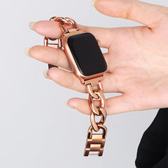 YICKYUE  -  Luxury Metal Chain Strap for Apple Watch Band 45mm 44 49 38 40 41 42mm Stainless Steel Women Bracelet for iWatch 9 8 7 SE 6 5 4