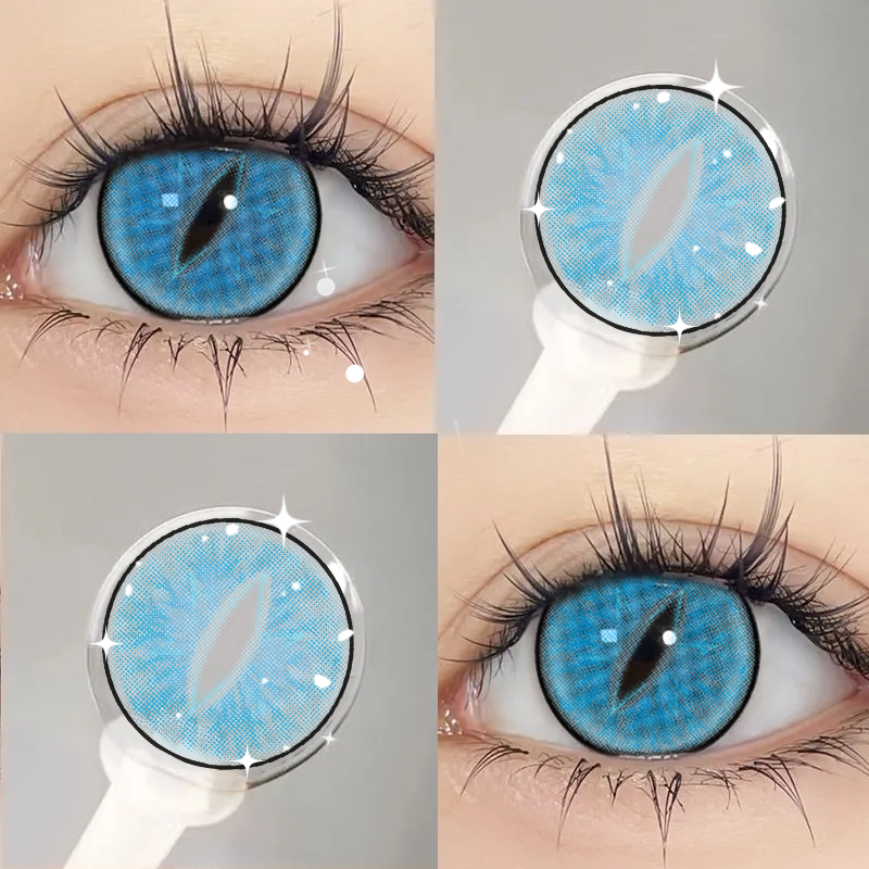 YICKYUE  -  2PCS Cosplay Anime Colored Contact Lenses for Eyes Green Pupils with Myopia Pink Lenses Beauty Halloween Cosmetics Lenses