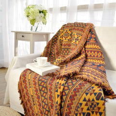 Sofa Throw Blanket Europe Style Cotton Thread Knitted Blanket With Tassel Geometry Bohemian Sofa Cover Bed Blanket Home Decor