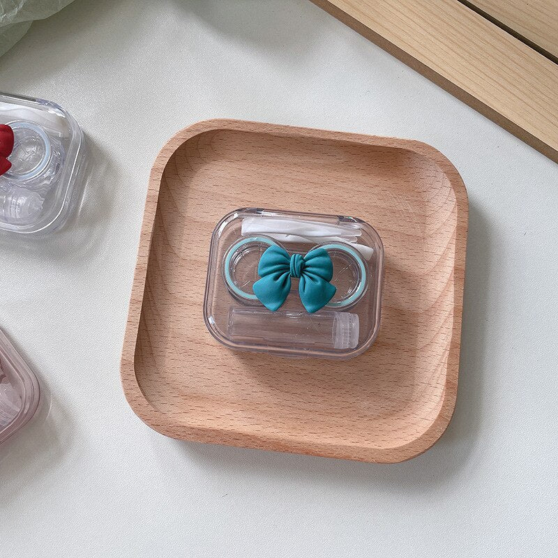 Japanese Small Contact Lense Storage Box Contact Lens Case Portable Ins Bow Transparent Cosmetic Contact Lense Box Female Cute