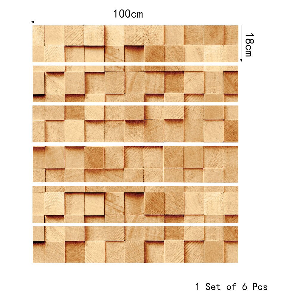 6Pcs/Set DIY Wood Cubic Decorative Stair Stickers Nordic Simple Waterproof Wall Stickers PVC Self-Adhesive Step Stickers