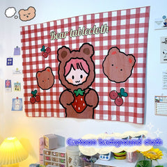 W&G Ins Tapestry Canvas Cartoon Printing Background Cloth Decorative Wall Cloth Dormitory Bedroom Bedside Kawaii Hanging Cloth
