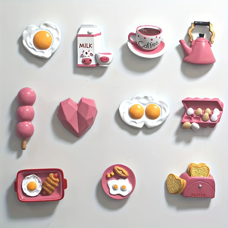 YICKYUE  [Cute Themed] 3D Pink Cute Themed Refrigerator Sticker Set | 5pcs |  | Easy To Stick And Fix | Refrigerator Decoration, Car Decoration, Kitchen And Restaurant Decoration, Home Decoration | Holiday Gifts | Cute | Easy T