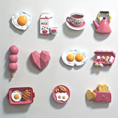 YICKYUE  [Cute Themed] 3D Pink Cute Themed Refrigerator Sticker Set | 5pcs |  | Easy To Stick And Fix | Refrigerator Decoration, Car Decoration, Kitchen And Restaurant Decoration, Home Decoration | Holiday Gifts | Cute | Easy T