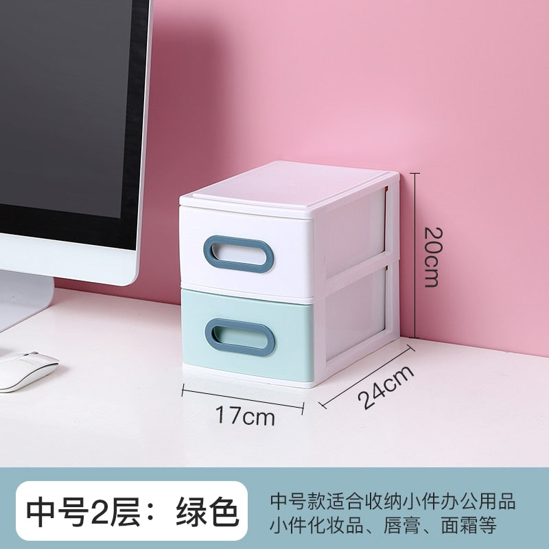 Office Desktop Storage Box Small Drawer Office Desk Sundries Cosmetics Plastic Box Multi-Layer Storage Box storage