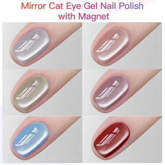 YICKYUE  -  Magnetic Cat Eyes Gel  and Holographic Reflective Magnetic Nail Polishes Semi Permanent Nails Art UV LED Nail Varnish Gel