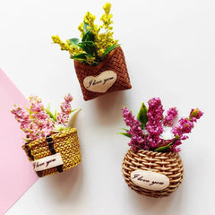 Yickyue  Buy 5 Get 1 Flower Basket Fridge Magnets Immortal Flower Decorated Basket for Refrigerator Magnetic Stickers Fabrics Flower Home