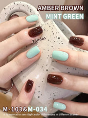 YICKYUE  -  2pcs 15Ml Amber Brown And Mint Green Gel Nail Polish Set,  Nail Glue Off UV Gel Varnish , Manicure Kit Nail Supplies  DIY Home