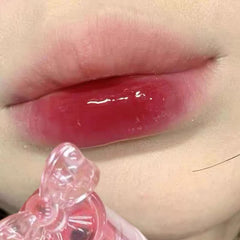 YICKYUE  -  Cute Pink Bow Lip Gloss Mirror Water Lip Glaze Transparent Glass Lip Oil Waterproof Liquid Lipstick Nude Pink Clear Tint Makeup