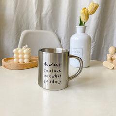 Ins Minimalist Wind Niche 304 Stainless Steel Mug Simple English Letters Coffee Cup Milk Cup Camping Outdoor Mug Stainless Cup