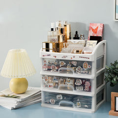 1/2/3 Layer Organizer For Cosmetics Jewelry Organizer Box Plastic Storage Container With Stickers Organizador Maquillaje