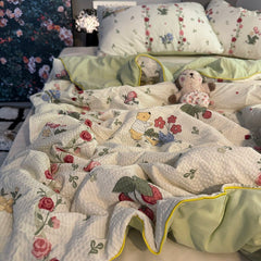 YICKYUE  -  Summer Blanket Cool Quilt Cute Flower Bubble Cotton Summer Quilt Sleeping Naked Air Conditioning Quilt Lightweight  Washable