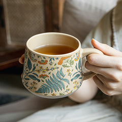 YICKYUE  -  Creative Ceramic Floral Water Cup Vintage Painted Breakfast Milk Mug Exquisite Afternoon Tea Flower Tea Coffee Cup Birthday Gift