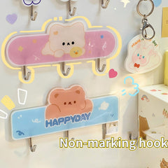 Cartoon Wall Hook Heavy Strong Self Adhesive Hook Seamless Cute Sticker Hook Storage Organizer Punch-free Wall Velcro Hook Room