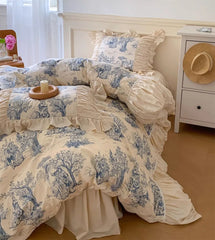 Yickyue -  fairyfair blue landscape bedding set,full queen king european cotton home textile bedspread pillow case duvet cover