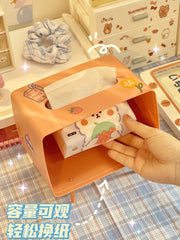 Desktop Creative Tissue Box Storage Organizer Multifunction Tv Phone Stand Tissue Box Holder Kawaii Cute Home Decorative Girl