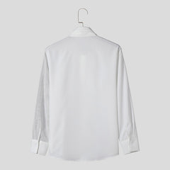 Hearujoy 2025 New French Style Shirt For Men Spring Summer Long Sleeve Top With Tie Fashion Mesh Patchwork Banquet Gentleman Shirts