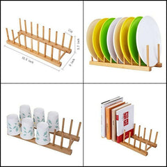 1pc Kitchen Dish Drain Rack Dinnerware Storage Tray Plate Organizer  Drying Wooden Shelf  Stand Drainer Holder Book Display Acce