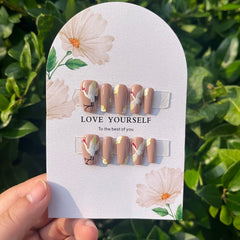 YICKYUE -  Chinese Style False Madehand Nails Bamboo And Jade Mid Long T Wearable Fake Nails Ink Elegant Halo Nail Patch  Nail Accessories
