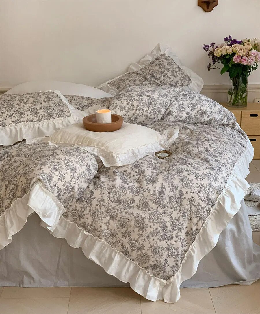 Yickyue -  sweet pastoral floral beding set,american country twin full queen cotton home textile flat sheet pillowcase quilt cover