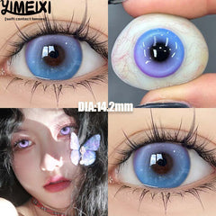 YICKYUE  -  2Piece Color Contact Lenses Blue Pink Purple Beautiful Pupil Halloween Cosplay Soft Lenses Diopters Myopia Degree 0~-8.0