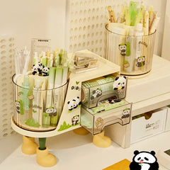 YICKYUE  -  Creative 2-in-1 Pen Holder Storage Box Creative Children's Student Boy Desk Multifunctional Rotating Pen Holder Storage Box
