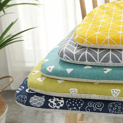 Yickyue  Nordic Print Sponge Dining Chair Cushion Cotton Hemp Non-Slip Dining Decor Chair Cushions Comfor Office Living Stool Cushion