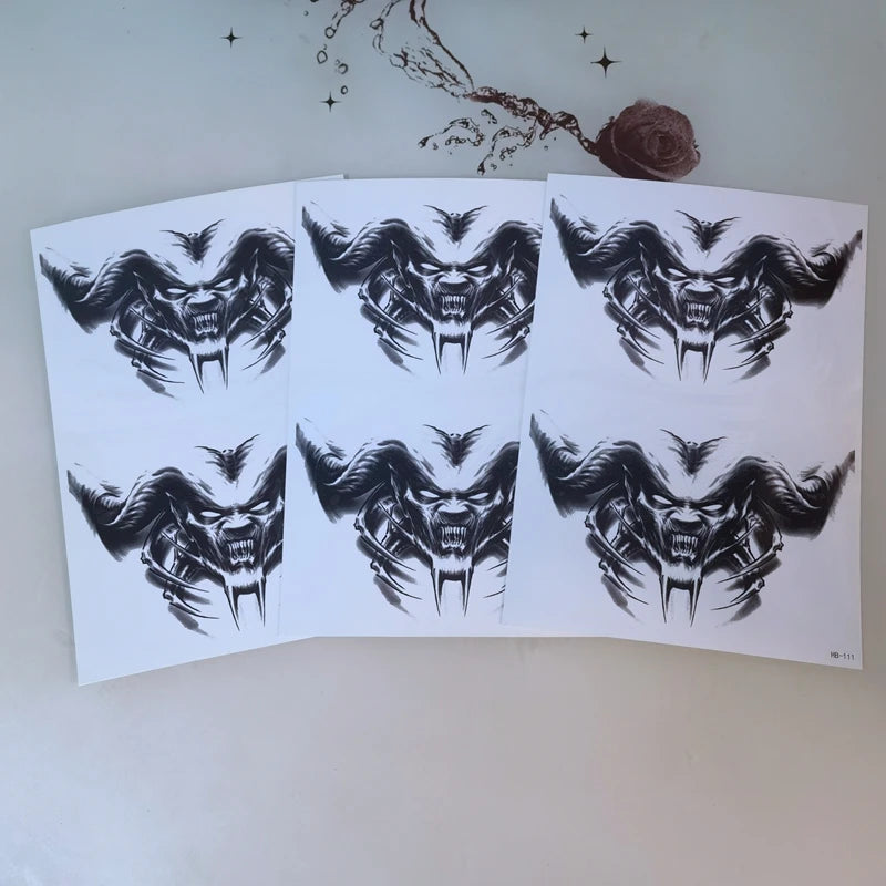YICKYUE  -  Devil Neck Tattoo Stickers Waterproof and Sweat Proof Men and Women Body Art Fake Tattoos Temporary Simulation Cool Arm Stickers