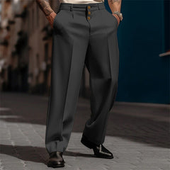 Hearujoy Fashion Men Casual Suit Pants Multiple buttons Mid Waist Loose Straight Trousers Spring Summer Business Soild Pant Oversized