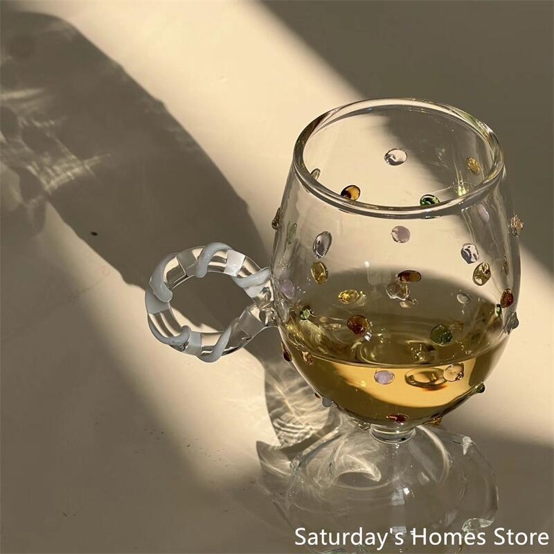YICKYUE  -  Champagne Cocktail Glass  Colorful Gem Goblet Wine Glass  Resistant Glass Cup Cocktail  Dessert Drinking Glasses