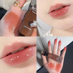 Yickyue Mirror Lip Glaze Pigment Transparent Ice Cube Matte Lipstick Non-Stick Cup Long-lasting Makeup Waterproof 12color Sexy Lip Gloss