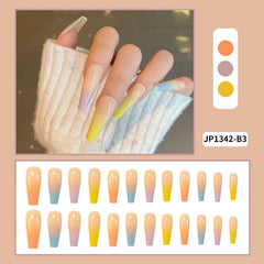 24pcs Butterfly Decorated False Nails Long Ballet Rhinestone Removable Paragraph Manicure Fake Nail Tips Full Cover Acrylic Z141
