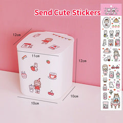 Ins Desktop Plastic Trash Bin Office Table Stationery Cosmetics Storage Box Small Garbage Can with Lid Mini Trash Can Bedroom