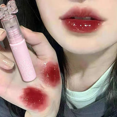 YICKYUE  -  Cute Pink Bow Lip Gloss Mirror Water Lip Glaze Transparent Glass Lip Oil Waterproof Liquid Lipstick Nude Pink Clear Tint Makeup