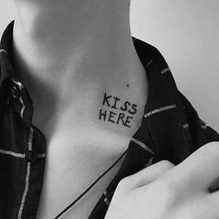 YICKYUE  -  Lasting KISS HERE Letter Fake Tattoo for Woman Man Neck Art Tattoo Sticker Sexy Temporary Tattoos Waterproof Tatuajes Temporales