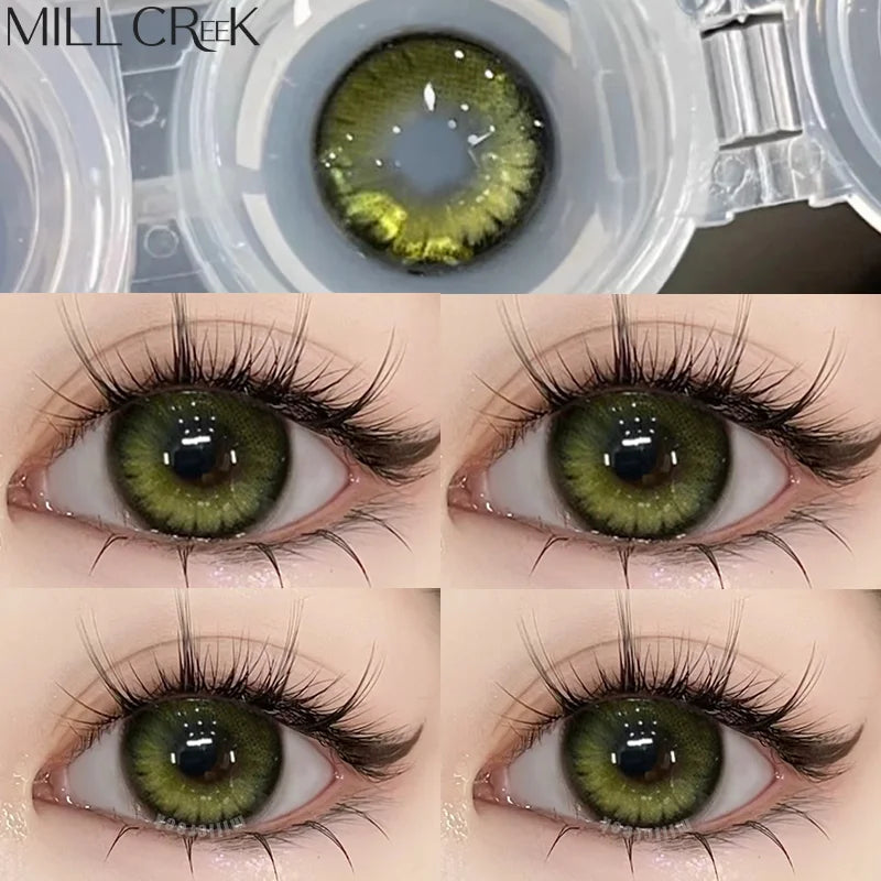 YICKYUE  -  1pair/2pcs Blue Comic Eye Fashion Color Contact Lenses Lady with Eye Contact Soft Color Cosmetics Year with Natural Lenses