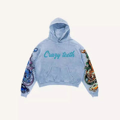 Hearujoy  New Street Trend Y2K Skull Gothic Punk Fashion Zipper Lazy Zipper Hoodie