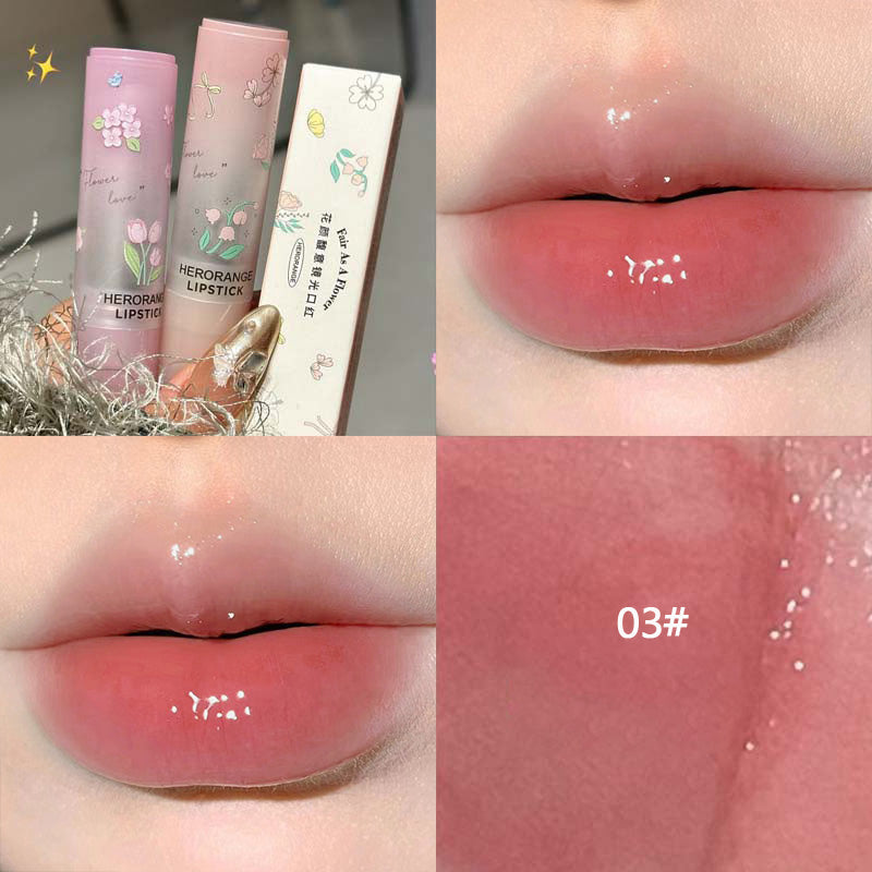 YICKYUE  -  6 Colors Jelly Lip Glaze Non-stick Lip Tint Moisturizing Crystal Lipstick Mirror Water Solid Lip Gloss Glass Tea Makeup Cosmetic